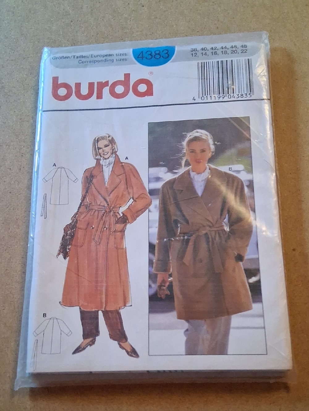 Burda Trench Coat Sewing Pattern - Tan Coat Illustration